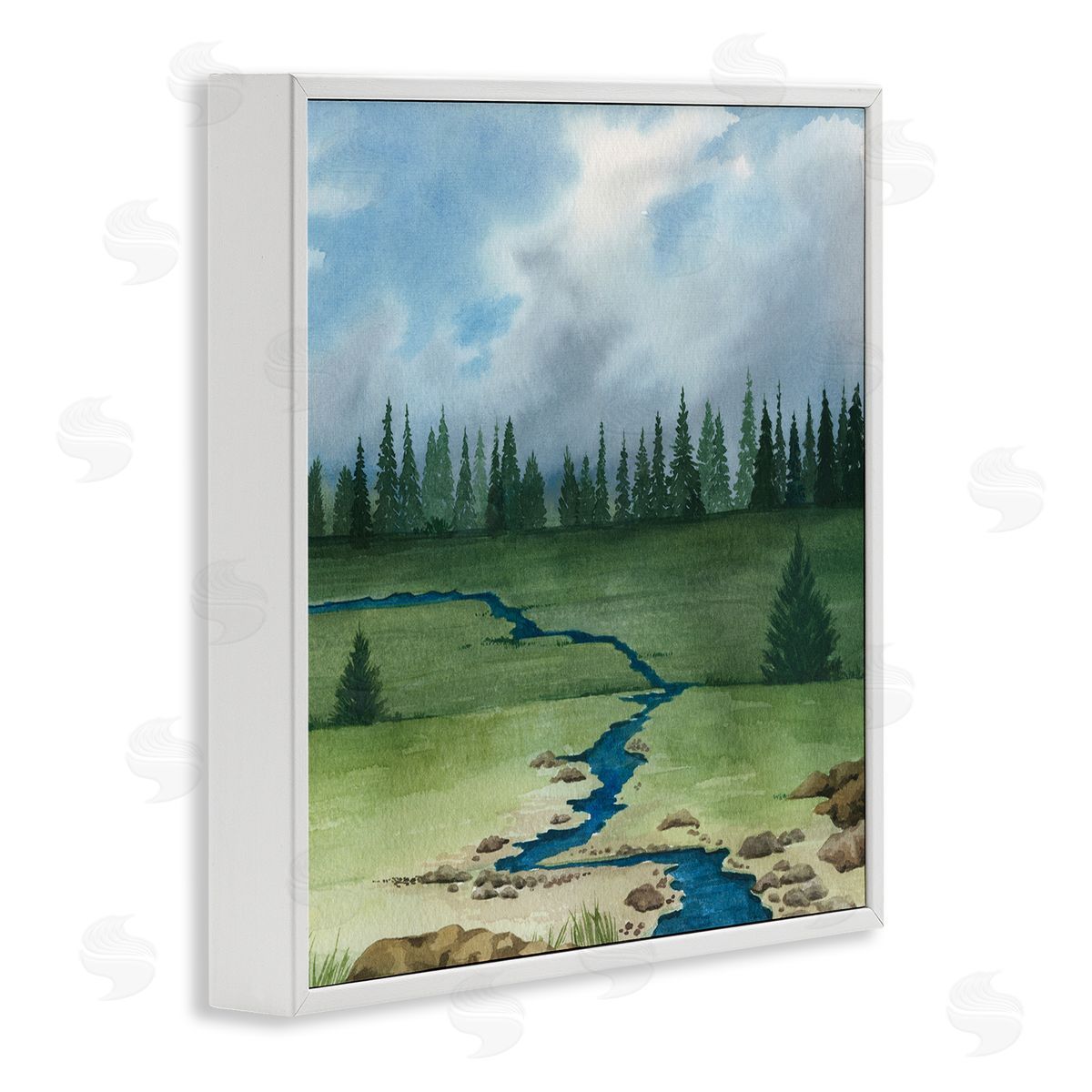 Grace Popp Rural Stream Flowing Countryside White Framed Glicee Wall Art Print