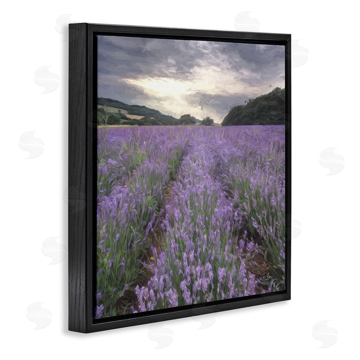 Martin Podt Lavender Fields Sunlit Clouds Black Floating Frame Canvas Wall Art Print