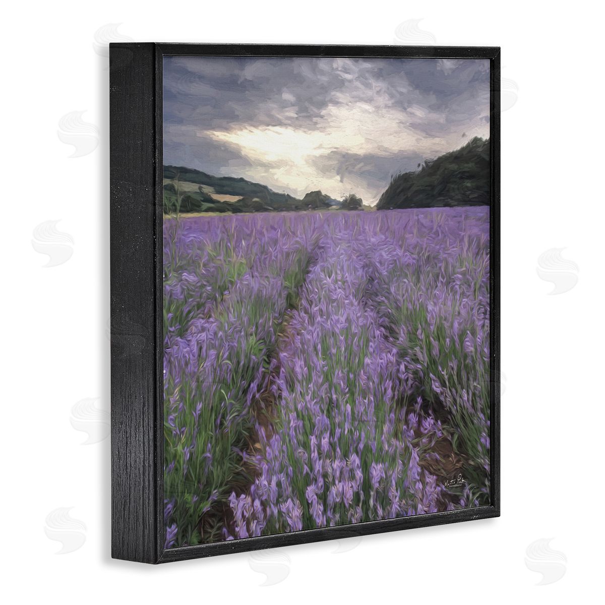 Martin Podt Lavender Fields Sunlit Clouds Black Framed Glicee Wall Art Print