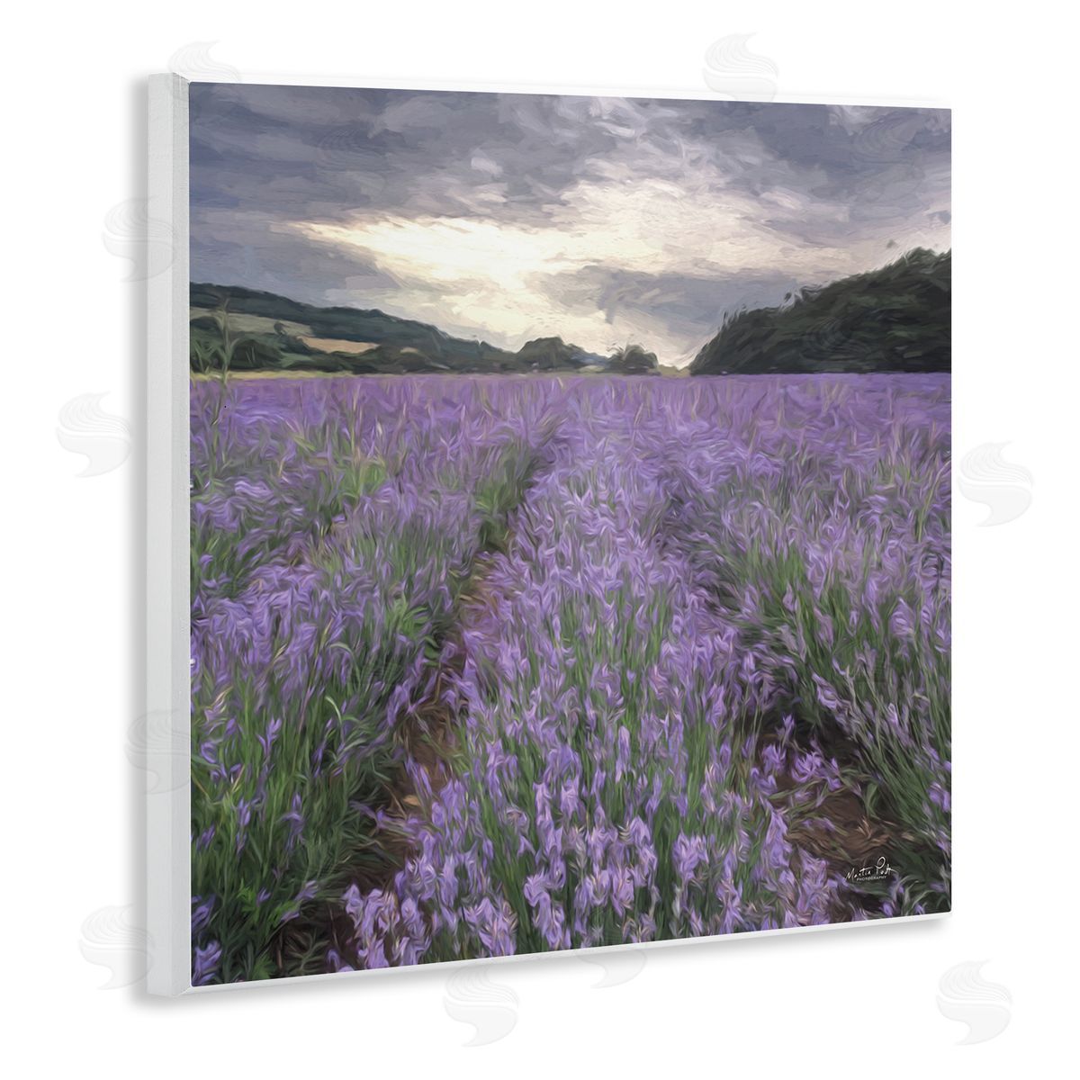 Martin Podt Lavender Fields Sunlit Clouds Wooden Wall Plaque Art Print
