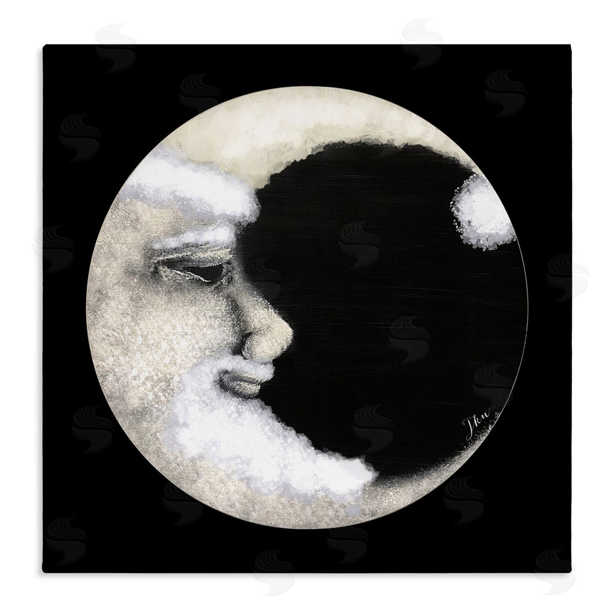Julie Norkus Smiling Round Moon Face Stretched Canvas Wall Art Print