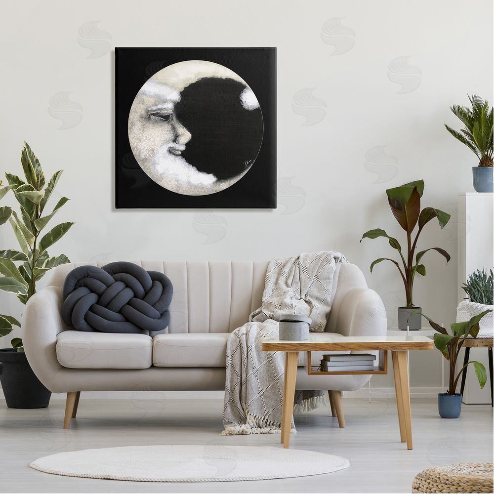 Julie Norkus Smiling Round Moon Face Canvas Wall Art in Room