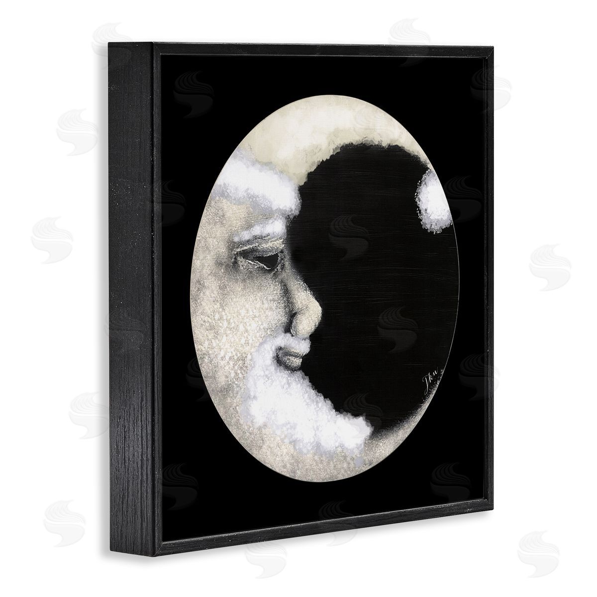 Julie Norkus Smiling Round Moon Face Black Framed Glicee Wall Art Print