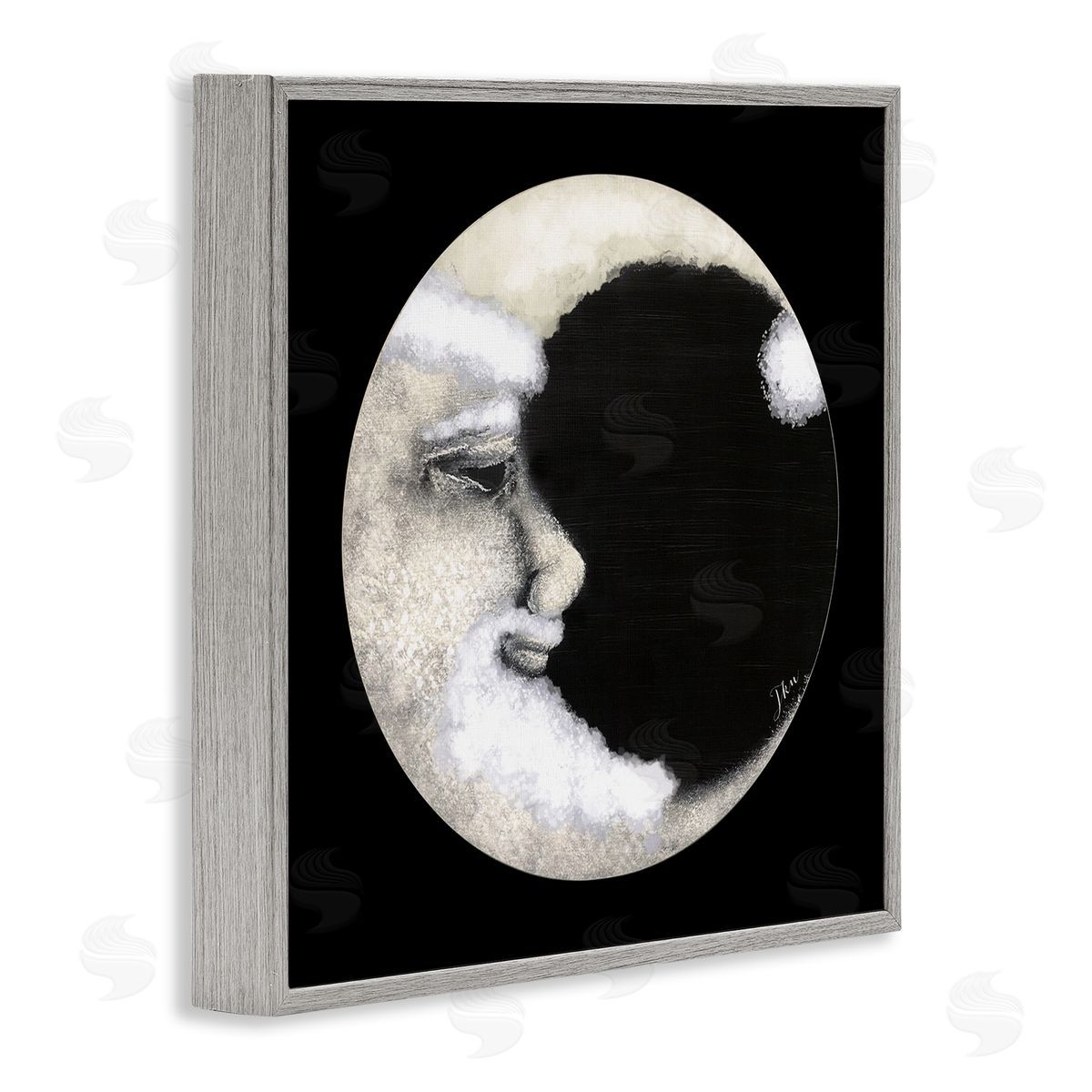 Julie Norkus Smiling Round Moon Face Gray Framed Glicee Wall Art Print