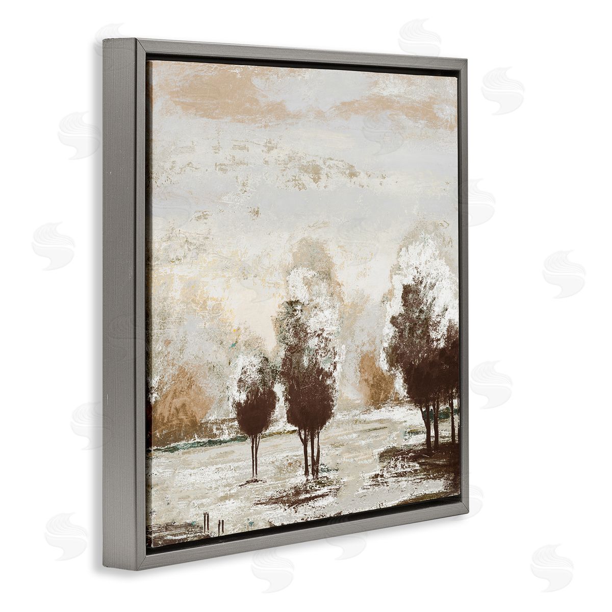 Michael Marcon Distressed Nature Tree Collage Gray Floating Frame Canvas Wall Art Print