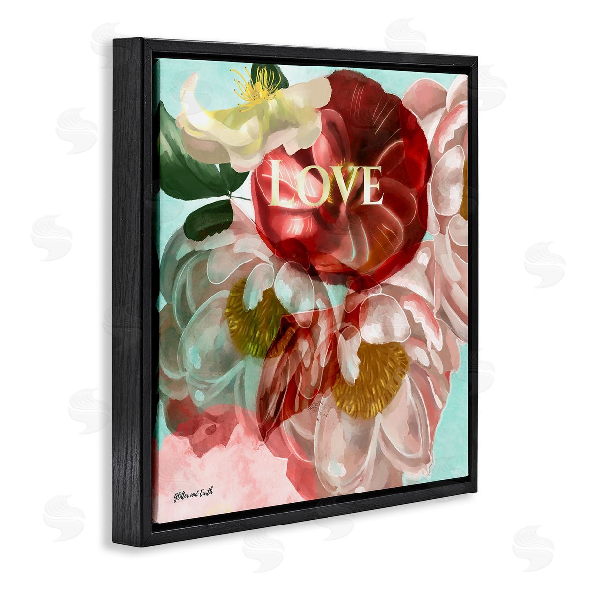Jacqueline Wild Love Romantic Blooming Peonies Black Floating Frame Canvas Wall Art Print