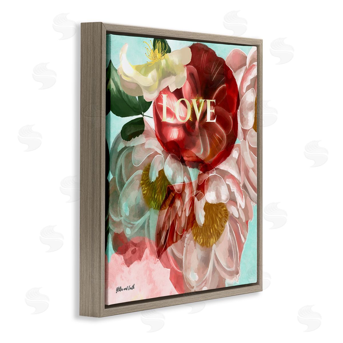 Jacqueline Wild Love Romantic Blooming Peonies Brown Floating Frame Canvas Wall Art Print