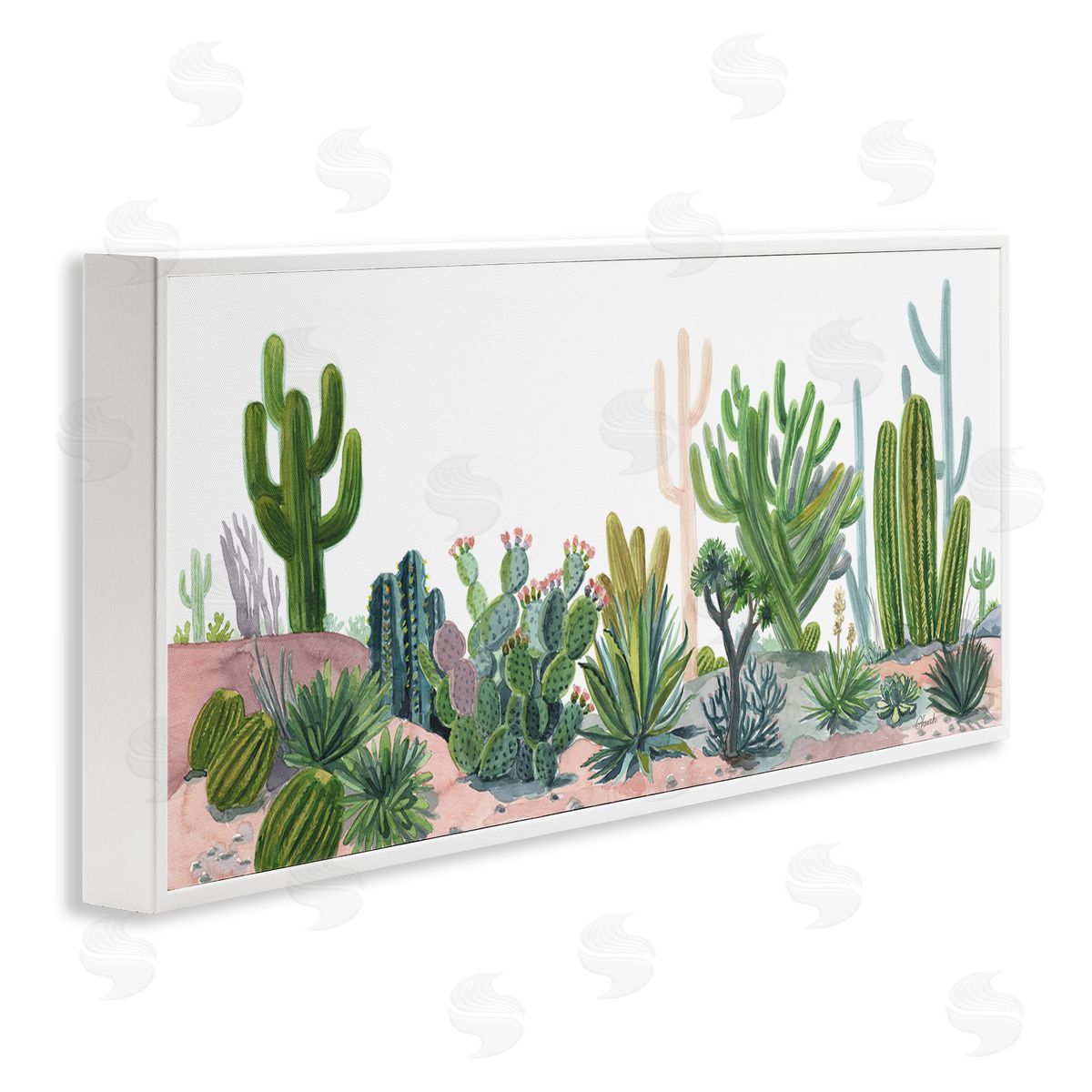 Varied Desert Vegetation Cacti White Frame Print Wall Art, Home Decor by Cherish Flieder