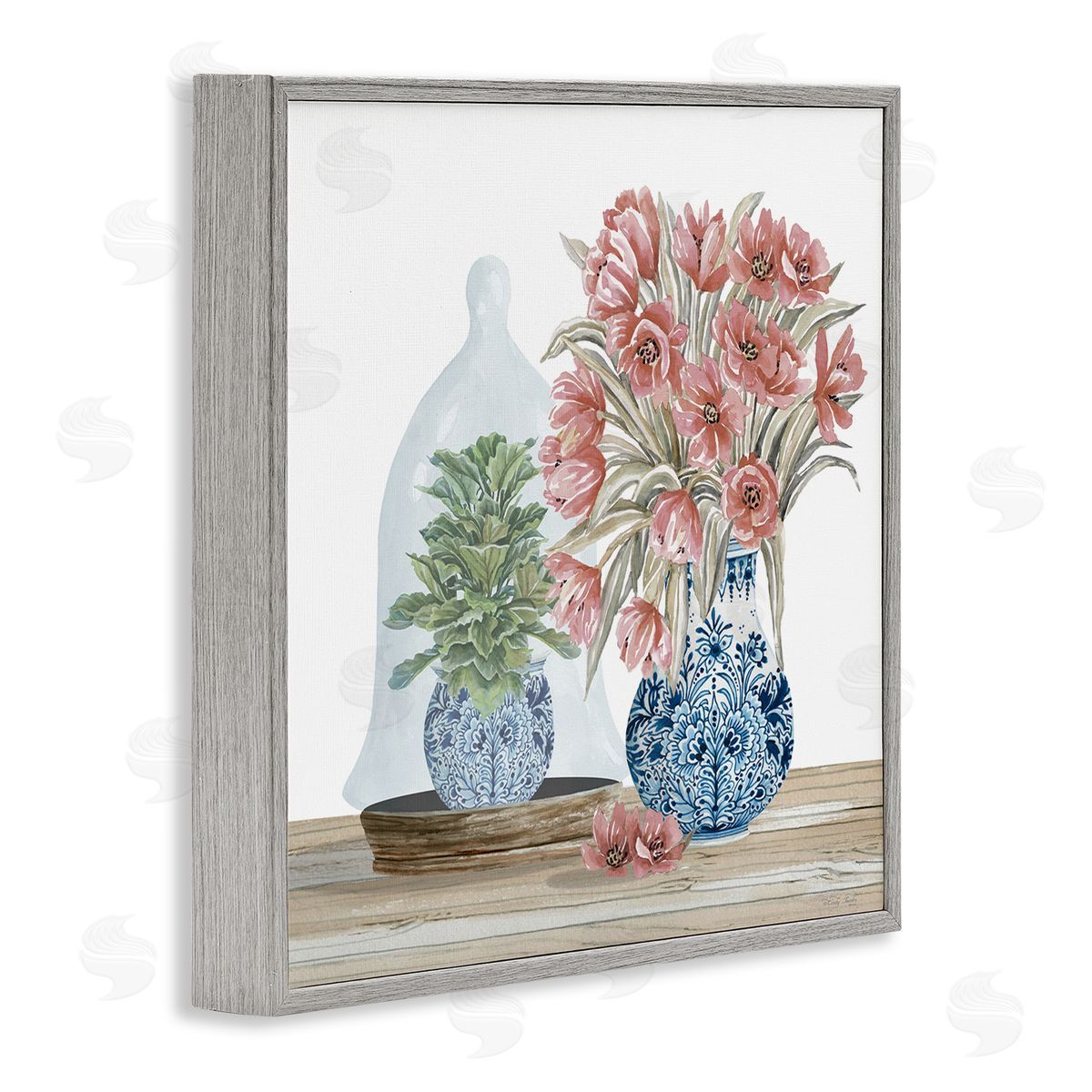 Cindy Jacobs Floral Arrangement Ornate Vase Gray Framed Glicee Wall Art Print