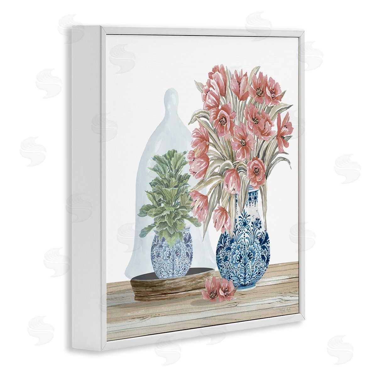 Cindy Jacobs Floral Arrangement Ornate Vase White Framed Glicee Wall Art Print