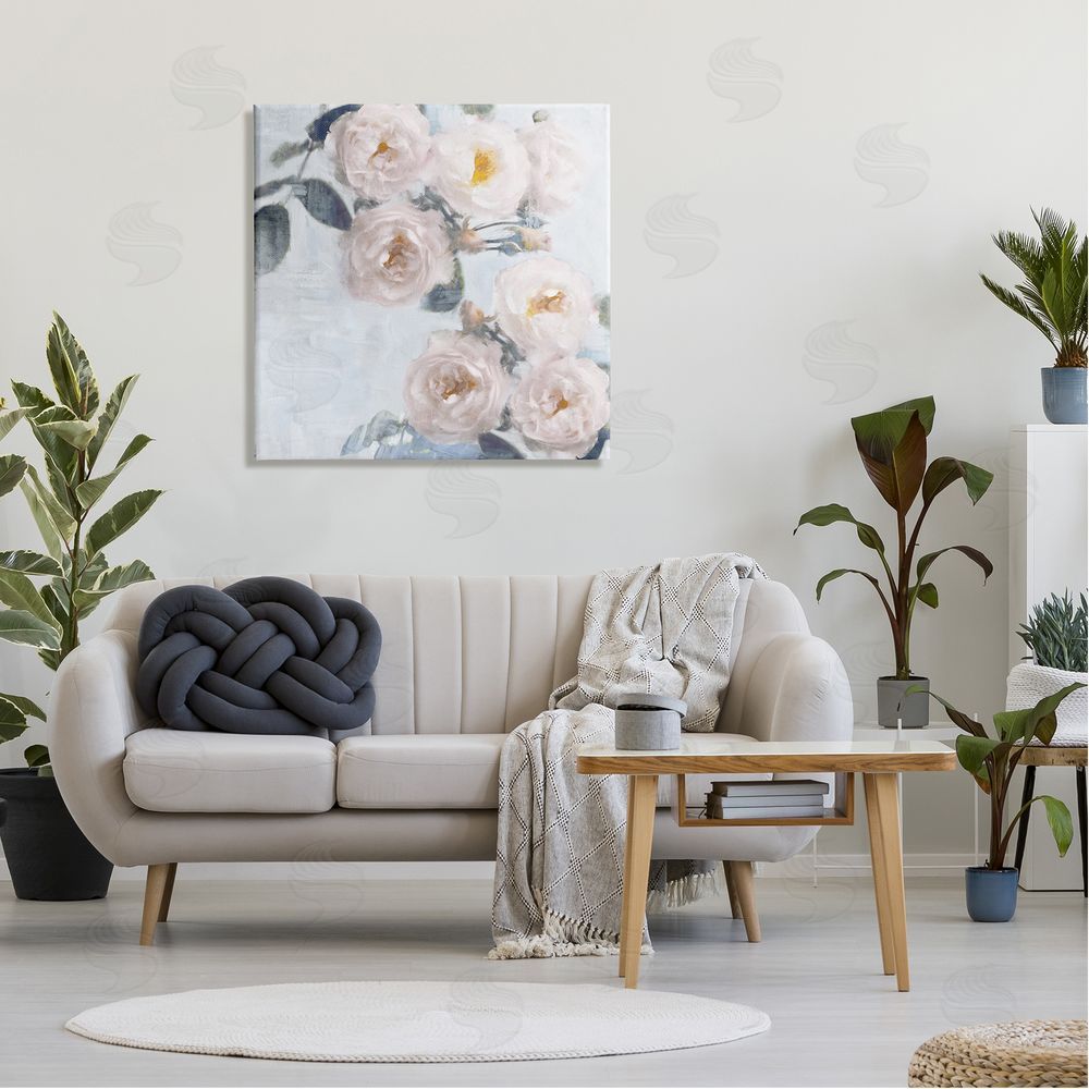 Emily Ford Delicate Pink Roses Arrangement Canvas Wall Art in Room