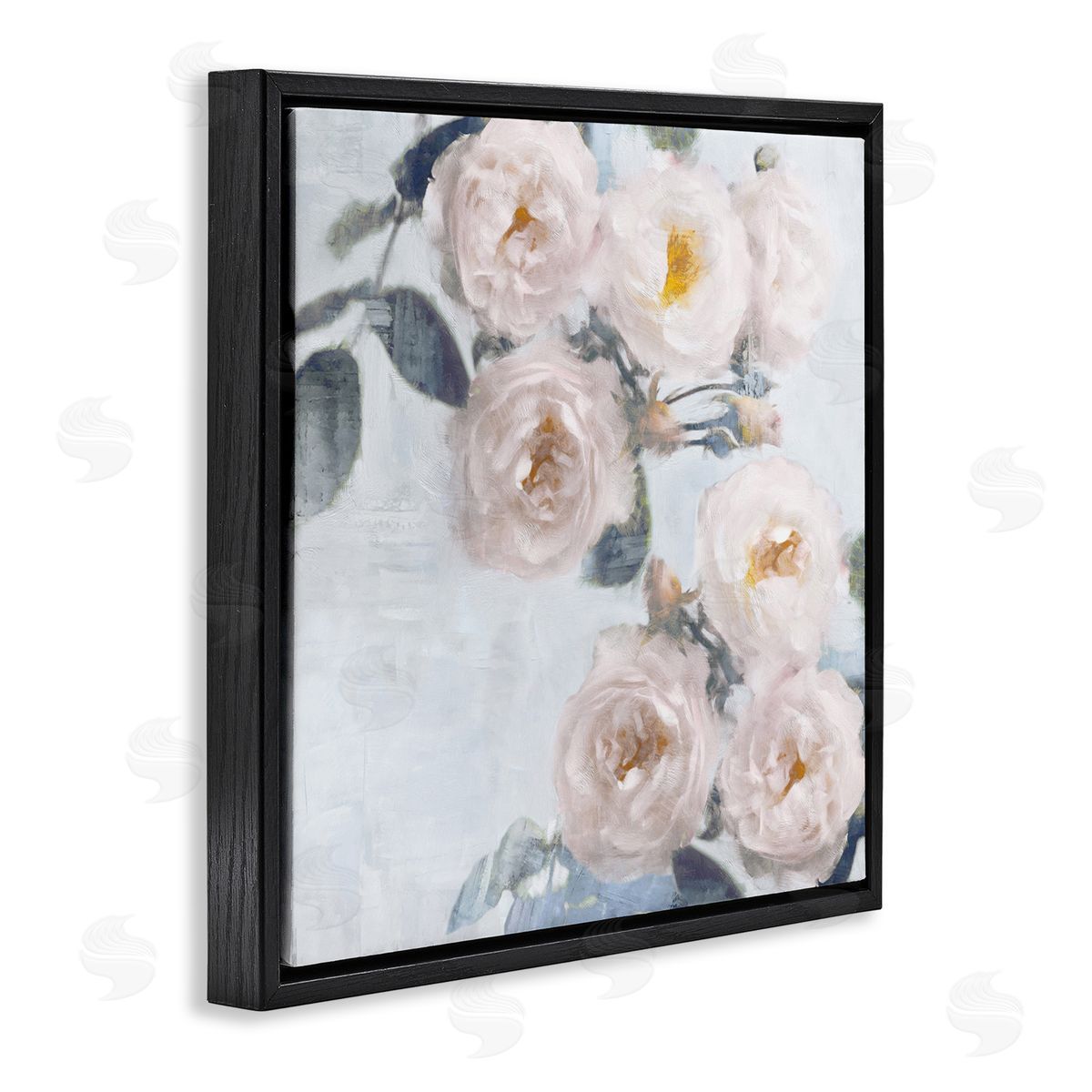 Emily Ford Delicate Pink Roses Arrangement Black Floating Frame Canvas Wall Art Print