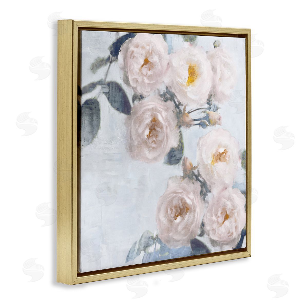 Emily Ford Delicate Pink Roses Arrangement Gold Floating Frame Canvas Wall Art Print