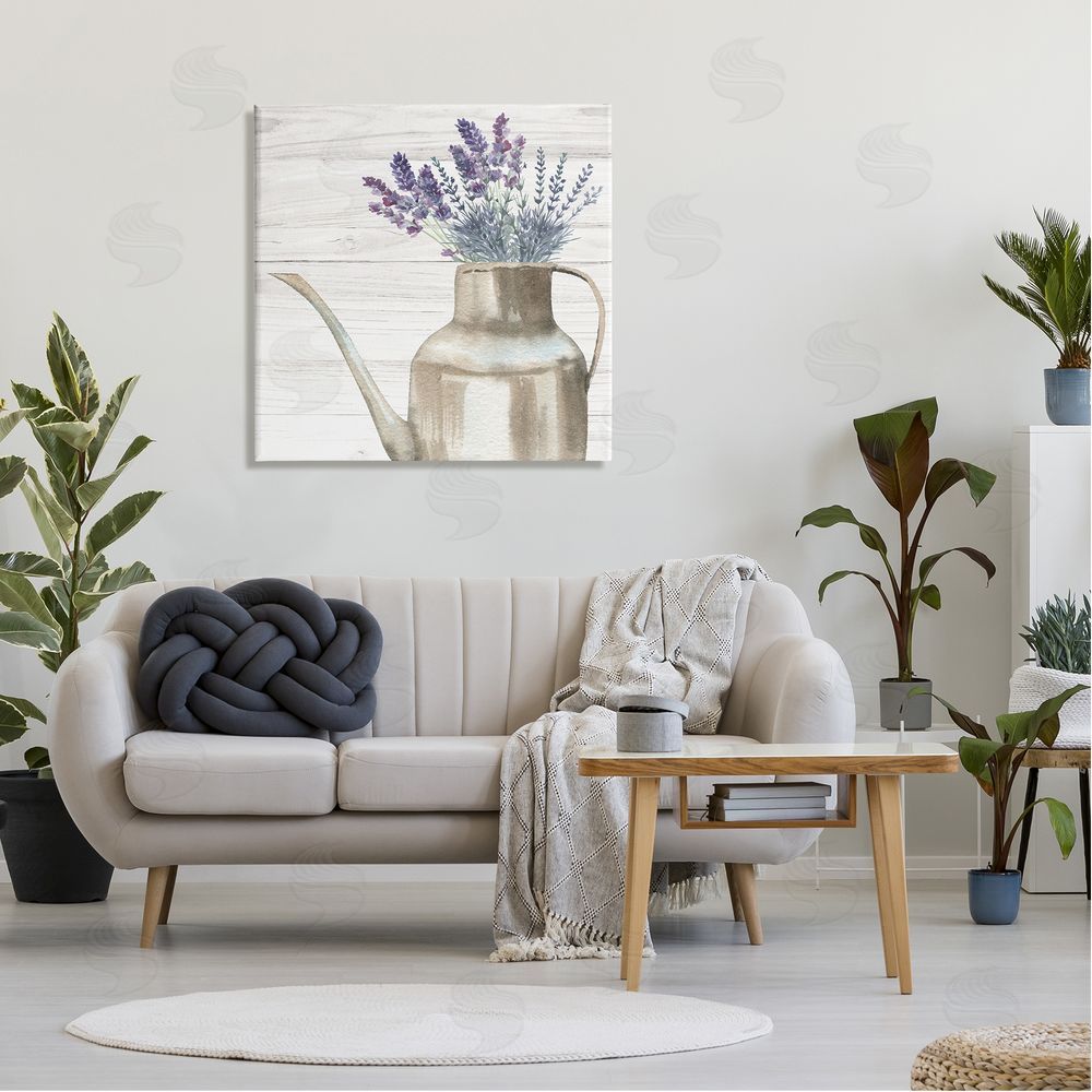 Nicole DeCamp Farmhouse Garden Lavender Bunches Canvas Wall Art in Room