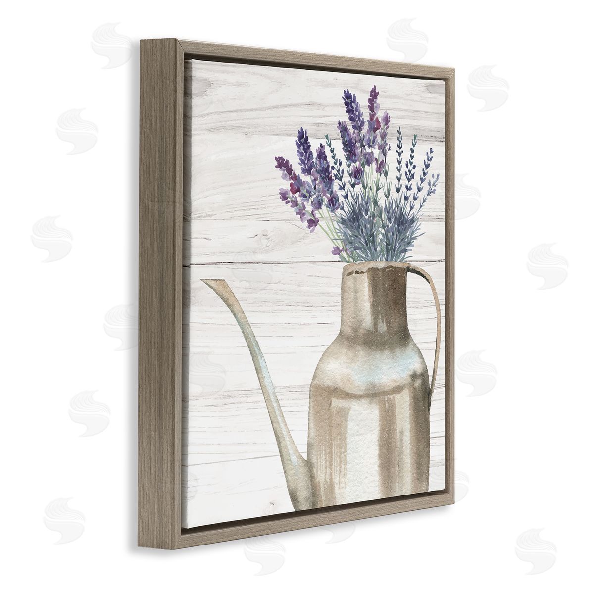 Nicole DeCamp Farmhouse Garden Lavender Bunches Brown Floating Frame Canvas Wall Art Print