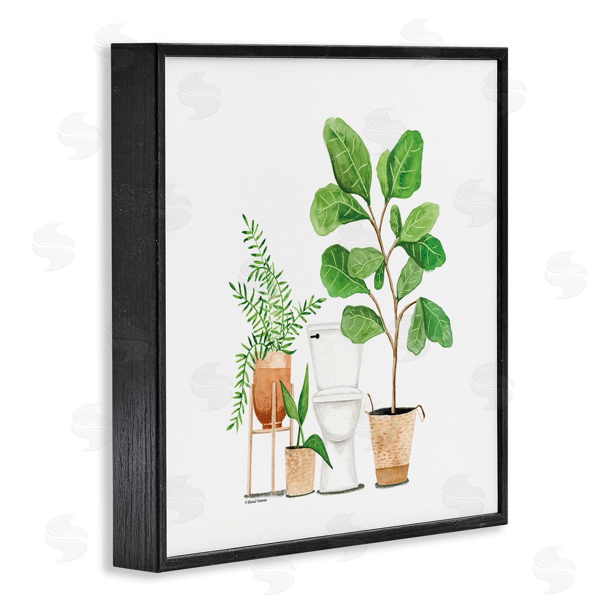 Rachel Nieman Bathroom Greenery Varied Plants Black Framed Glicee Wall Art Print