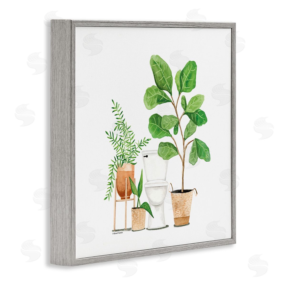 Rachel Nieman Bathroom Greenery Varied Plants Gray Framed Glicee Wall Art Print