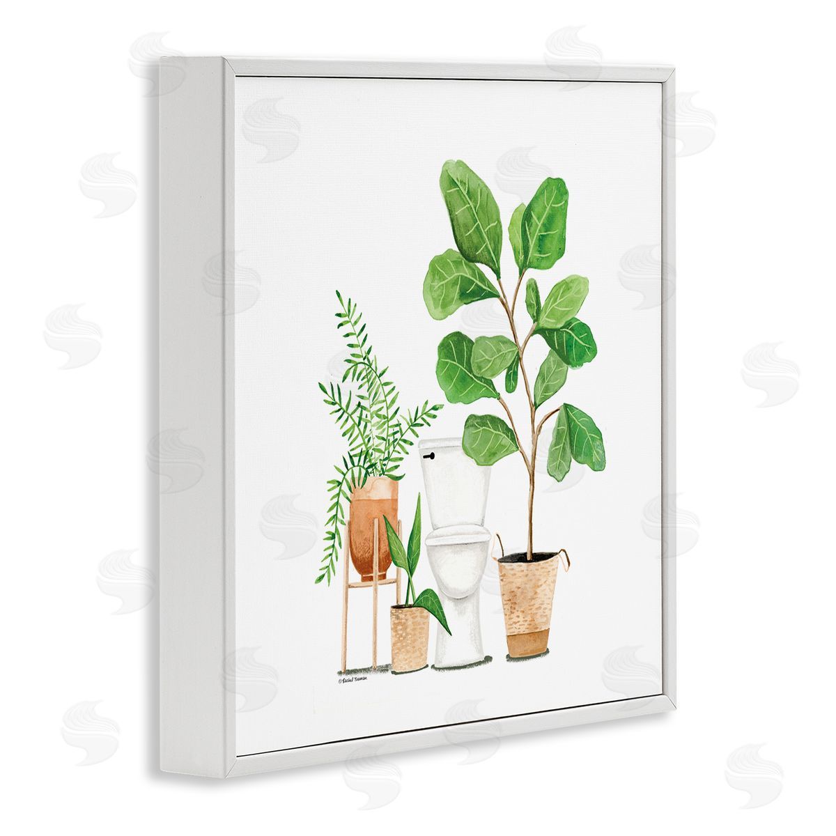 Rachel Nieman Bathroom Greenery Varied Plants White Framed Glicee Wall Art Print