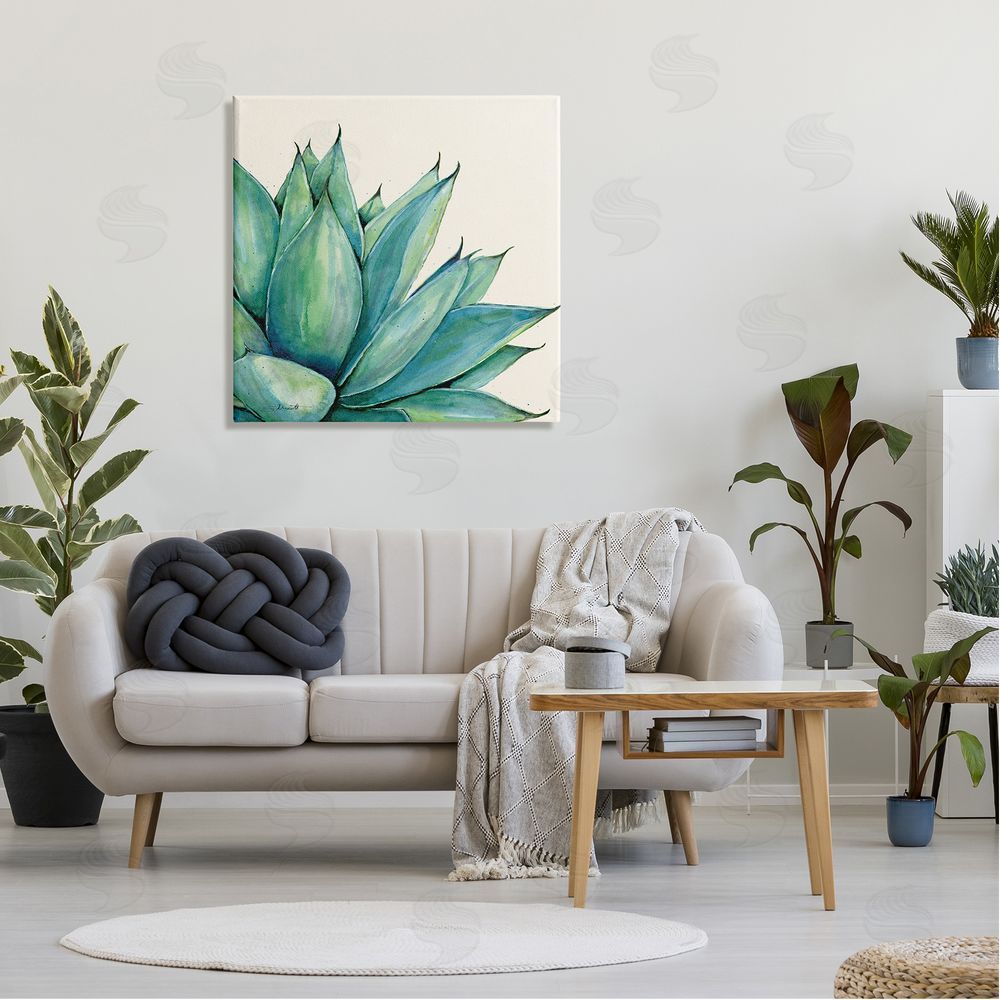 Stephanie Workman Marrott Aloe Plant Watercolor Style Leaves Canvas Wall Art in Room