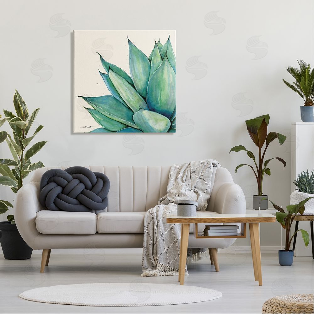 Stephanie Workman Marrott Green Aloe Plant Succulent Canvas Wall Art in Room