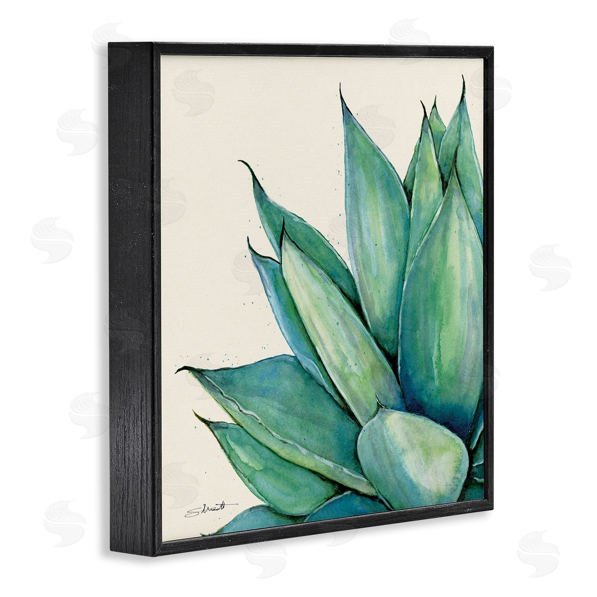 Stephanie Workman Marrott Green Aloe Plant Succulent Black Framed Glicee Wall Art Print