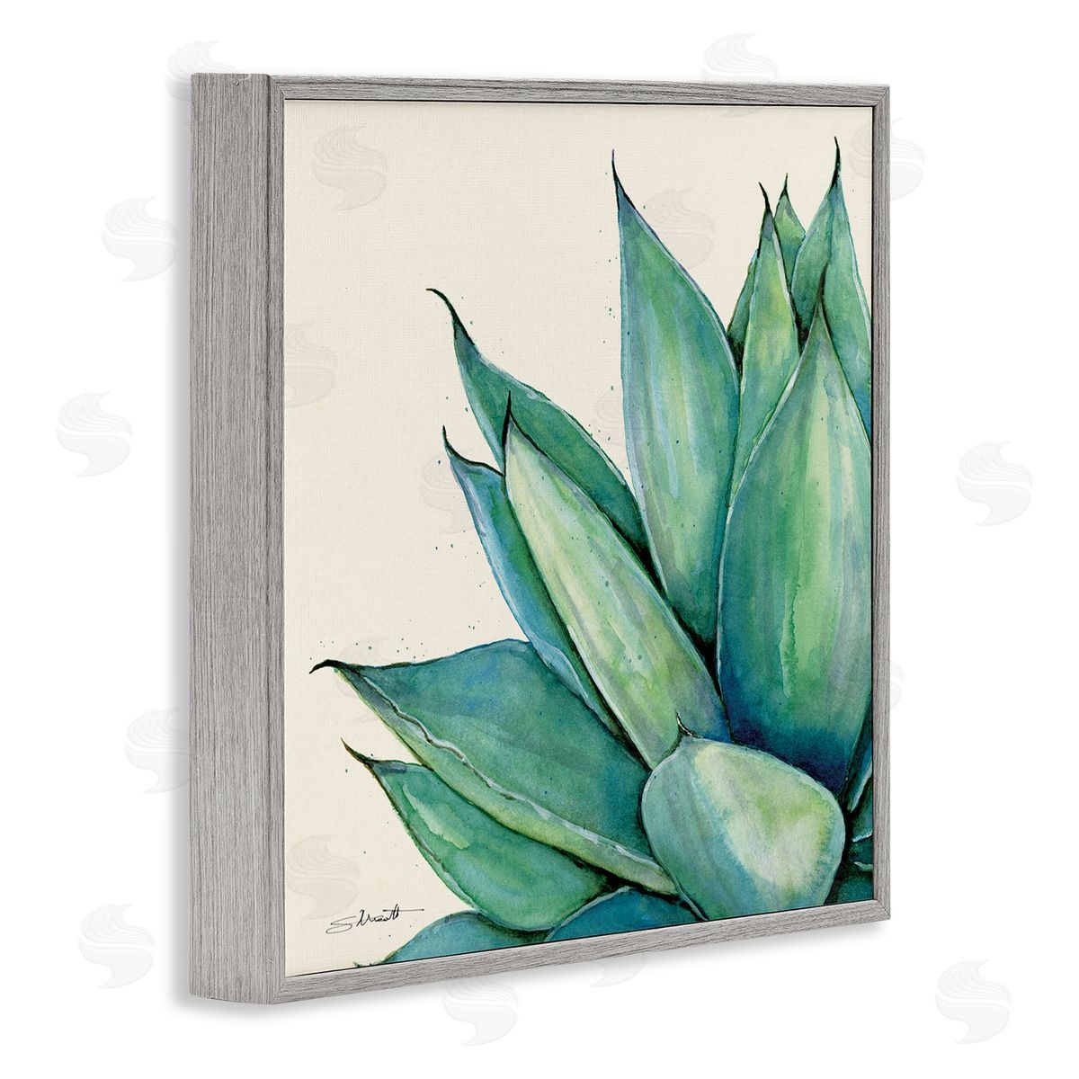 Stephanie Workman Marrott Green Aloe Plant Succulent Gray Framed Glicee Wall Art Print