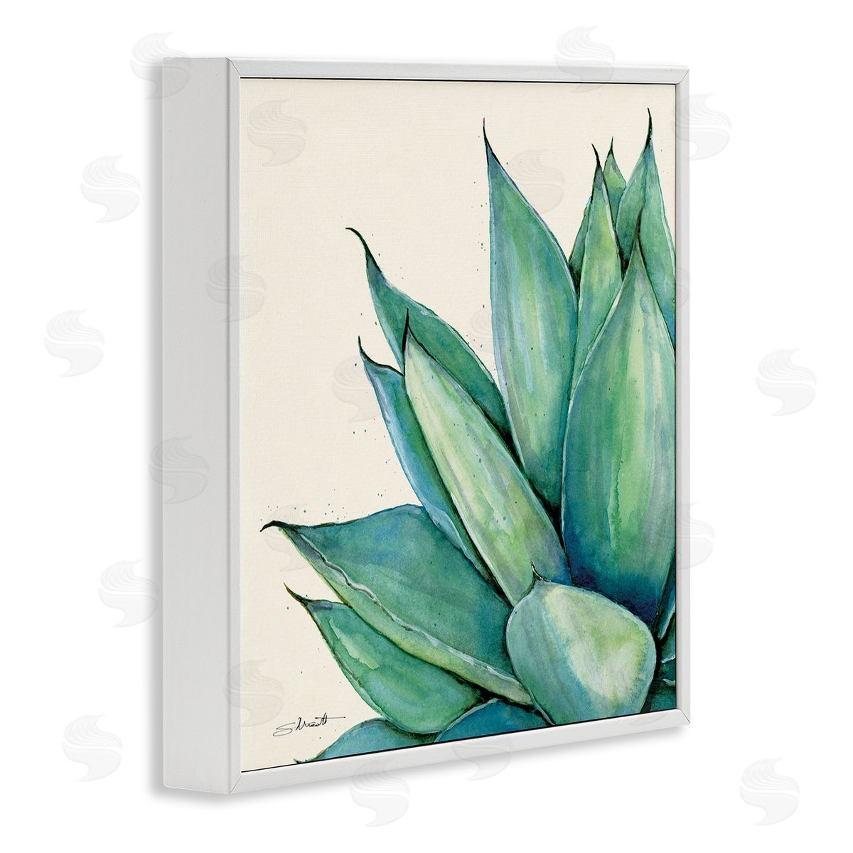 Stephanie Workman Marrott Green Aloe Plant Succulent White Framed Glicee Wall Art Print