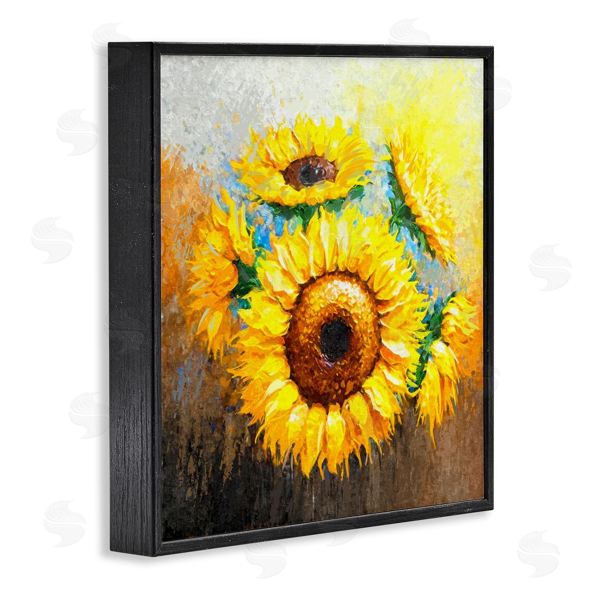 Ziwei Li Vivid Yellow Sunflowers Impressionist Style Black Framed Glicee Wall Art Print