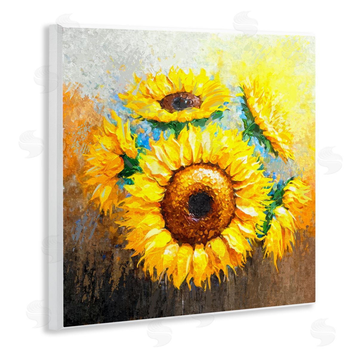 Ziwei Li Vivid Yellow Sunflowers Impressionist Style Wooden Wall Plaque Art Print