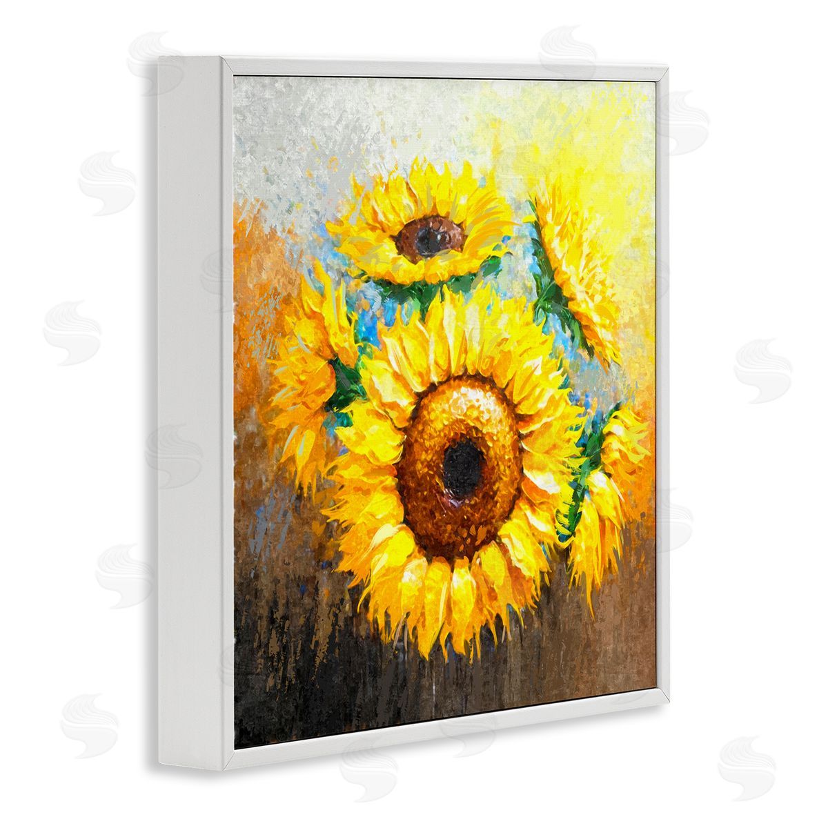 Ziwei Li Vivid Yellow Sunflowers Impressionist Style White Framed Glicee Wall Art Print