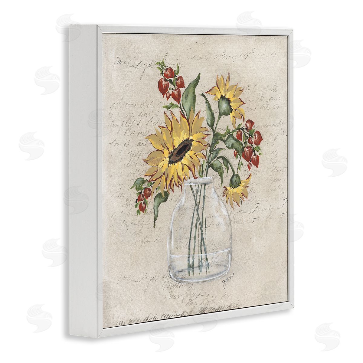 Julie Norkus Vintage Mixed Sunflower Arrangement White Framed Glicee Wall Art Print