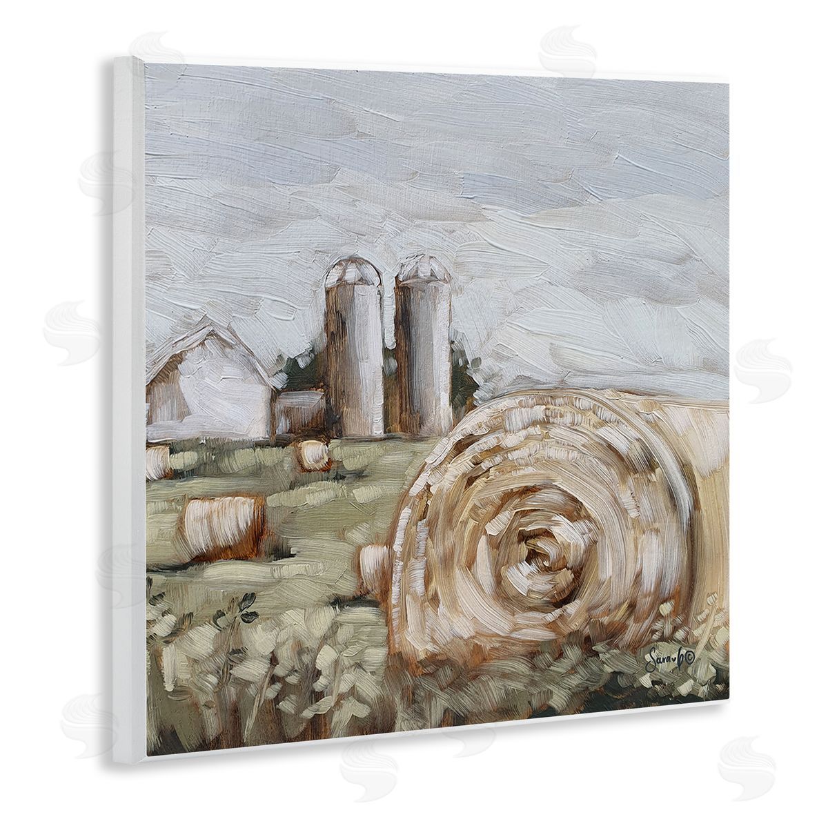 Hay Bales Farmland Pasture Wood Plaque Wall Art, Home Decor by Sara G. Designs