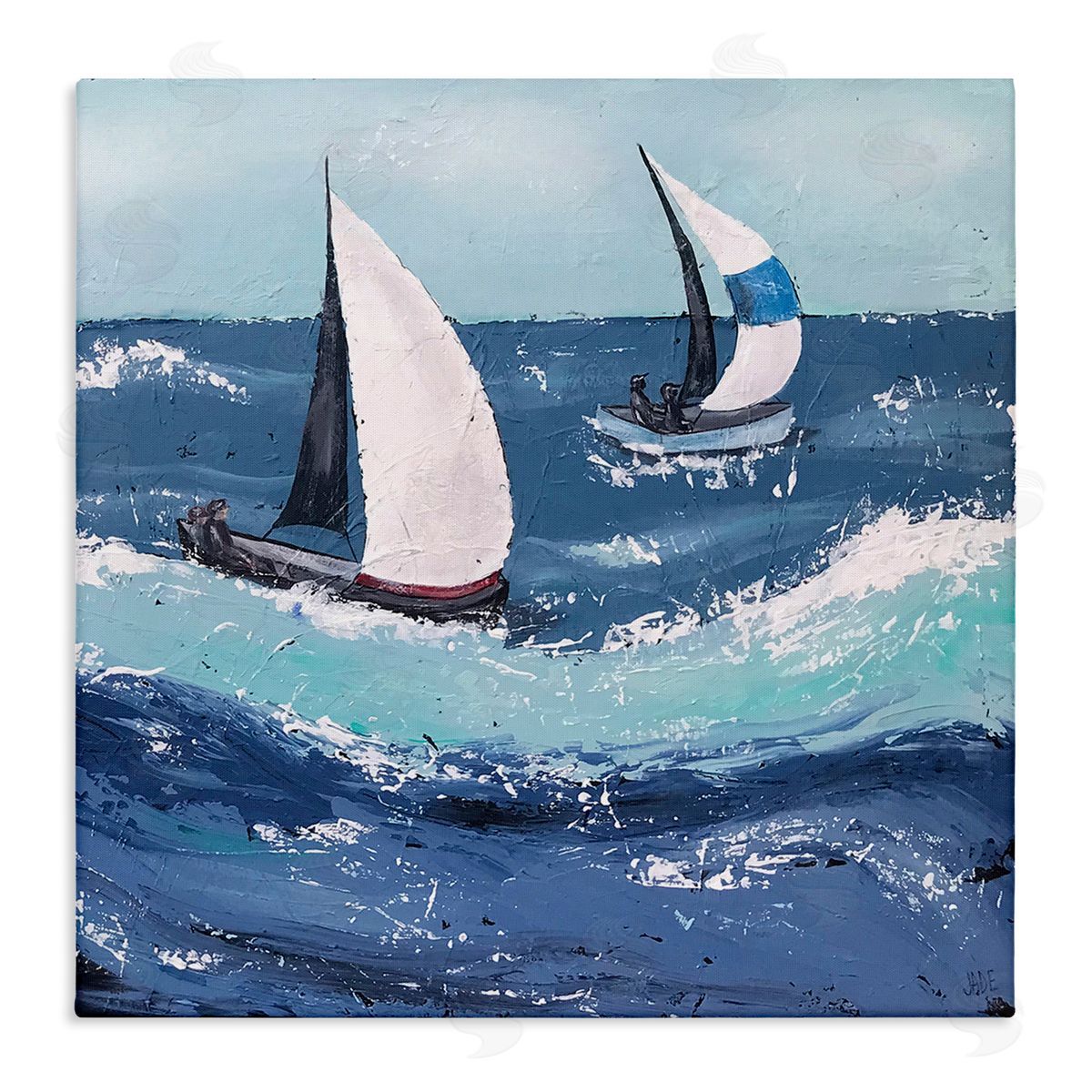 Jade Reynolds Sailing Sea Waves Splashing Stretched Canvas Wall Art Print