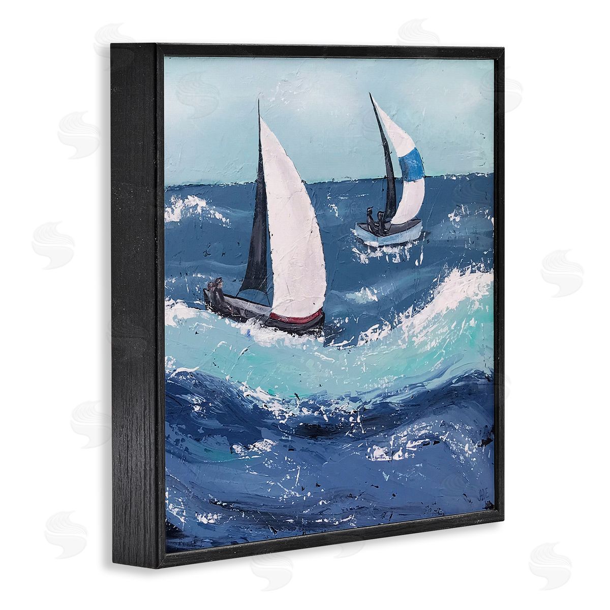 Jade Reynolds Sailing Sea Waves Splashing Black Framed Glicee Wall Art Print