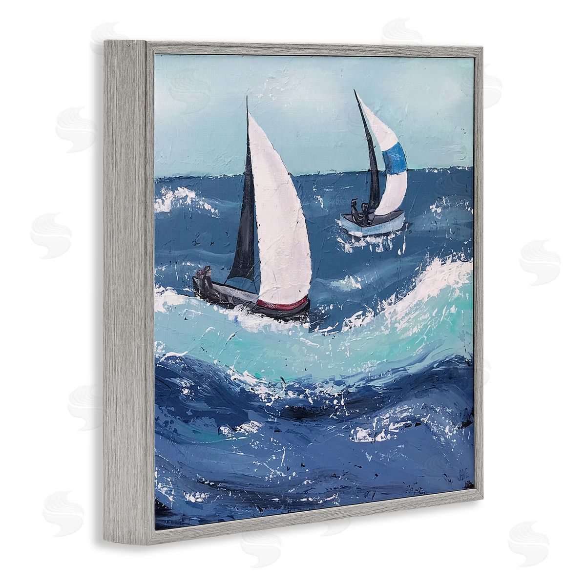 Jade Reynolds Sailing Sea Waves Splashing Gray Framed Glicee Wall Art Print