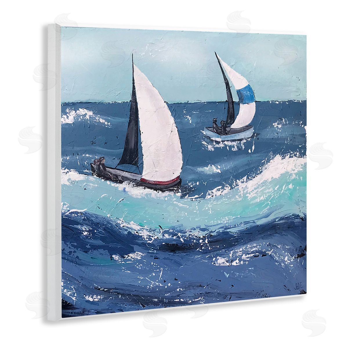 Jade Reynolds Sailing Sea Waves Splashing Wooden Wall Plaque Art Print