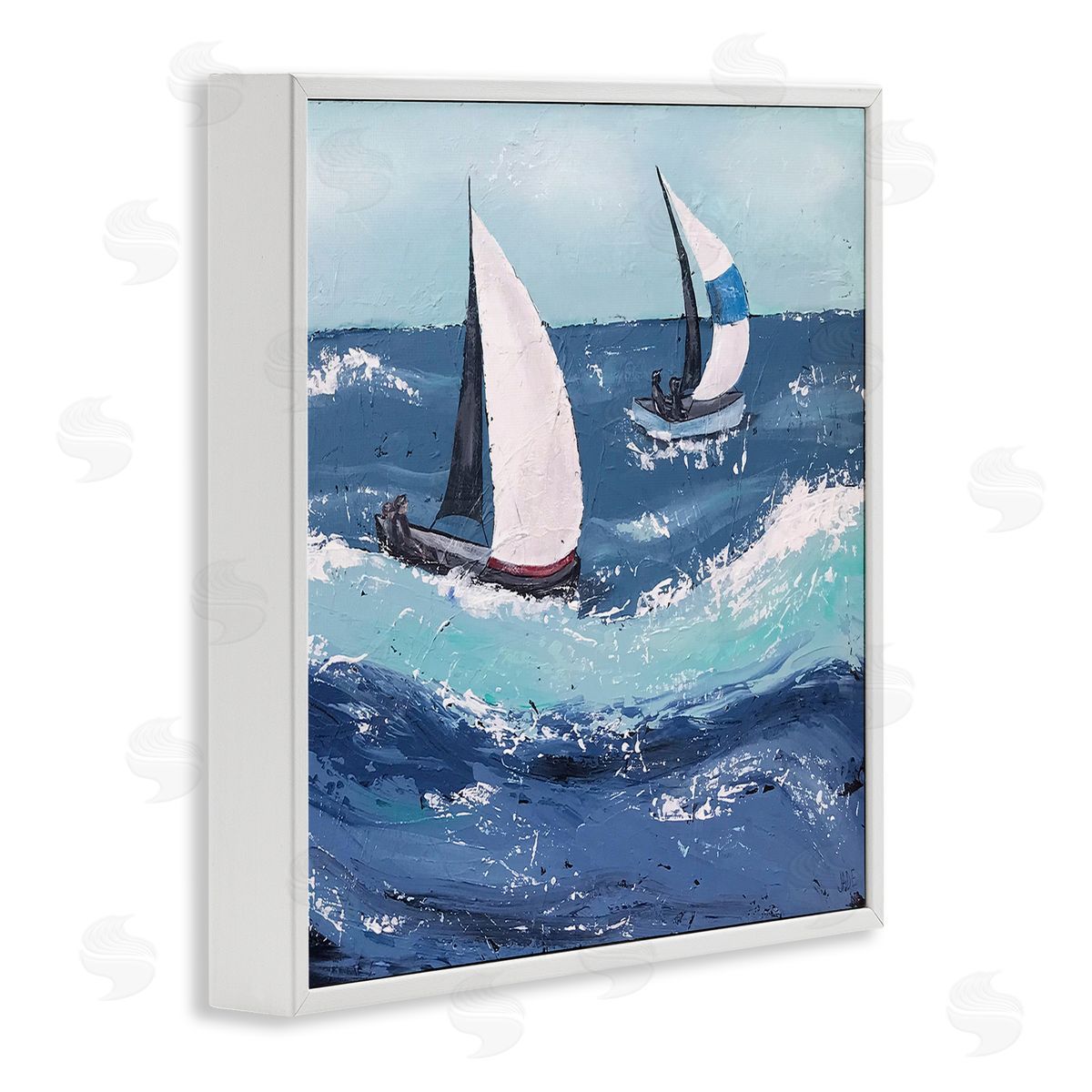 Jade Reynolds Sailing Sea Waves Splashing White Framed Glicee Wall Art Print