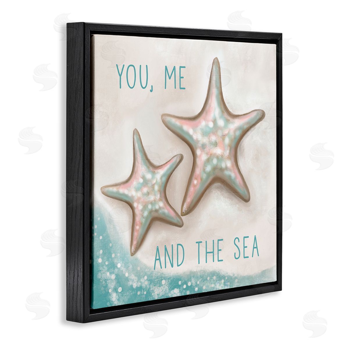 Elizabeth Tyndall You Me & Sea Beach Starfish Romance Black Floating Frame Canvas Wall Art Print
