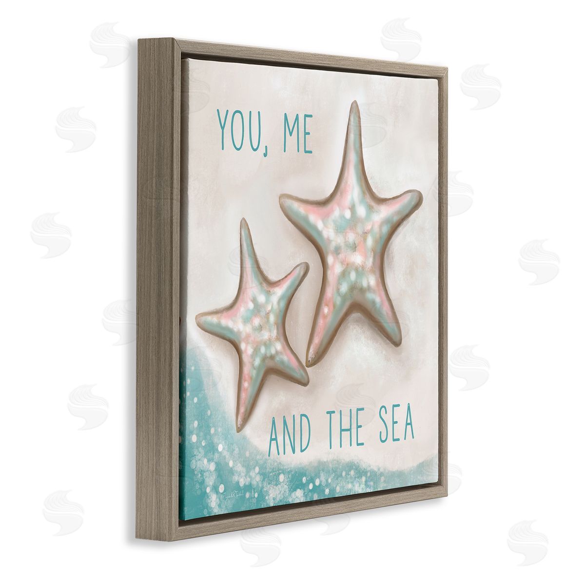Elizabeth Tyndall You Me & Sea Beach Starfish Romance Brown Floating Frame Canvas Wall Art Print