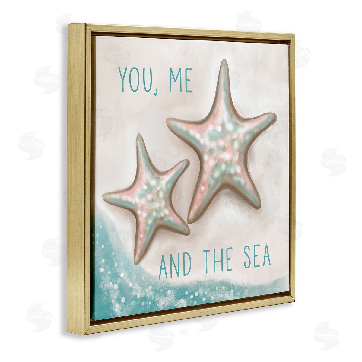 Elizabeth Tyndall You Me & Sea Beach Starfish Romance Gold Floating Frame Canvas Wall Art Print
