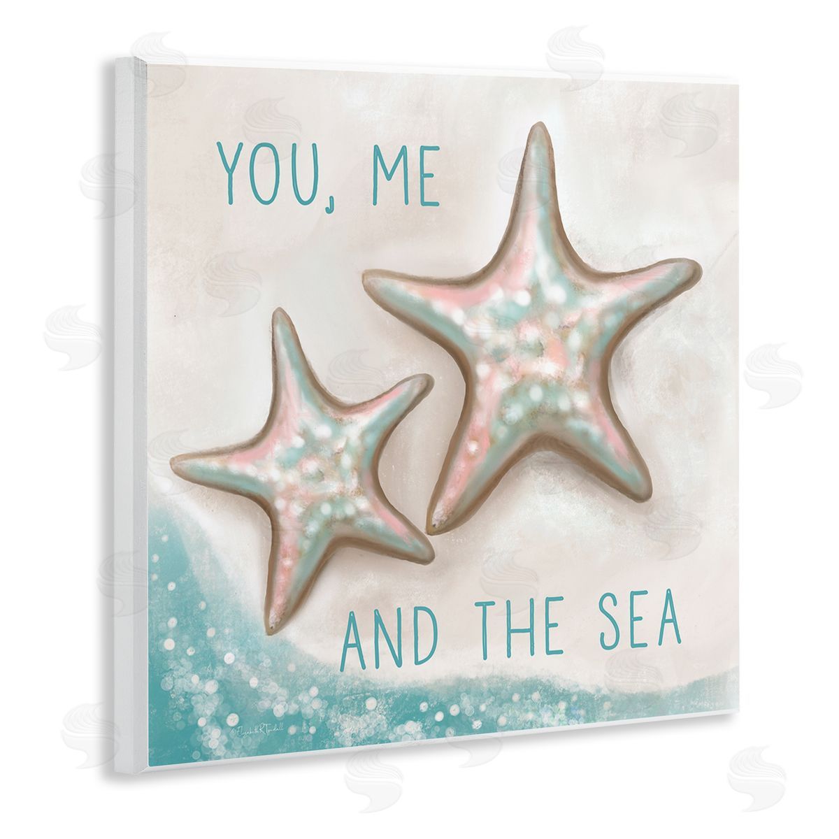 Elizabeth Tyndall You Me & Sea Beach Starfish Romance Wooden Wall Plaque Art Print
