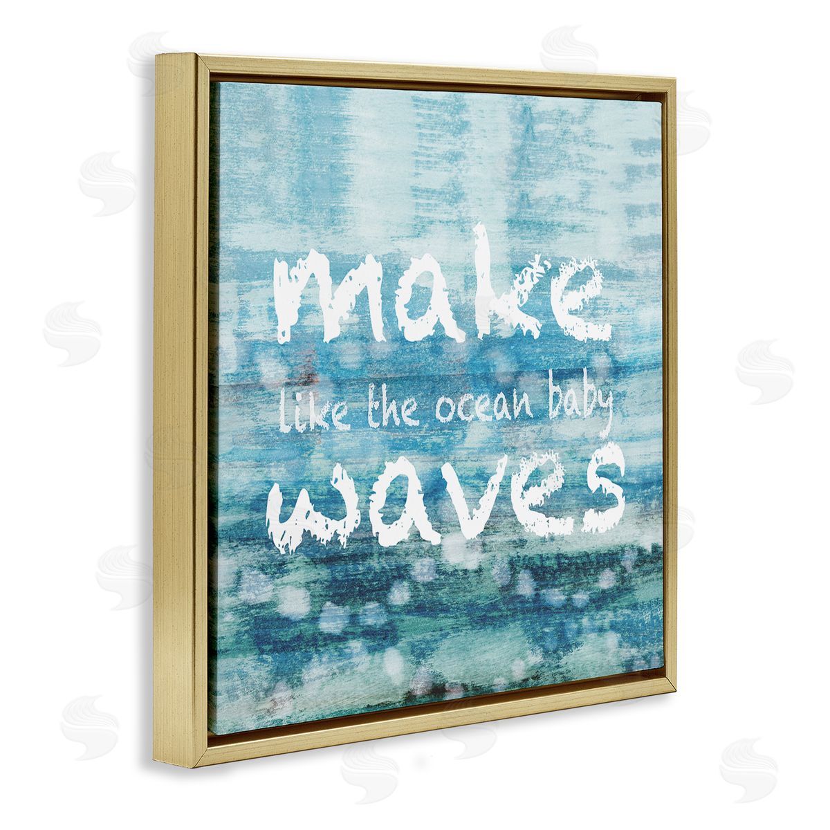 Flora Kouta Make Waves Like The Ocean Baby Abstract Gold Floating Frame Canvas Wall Art Print