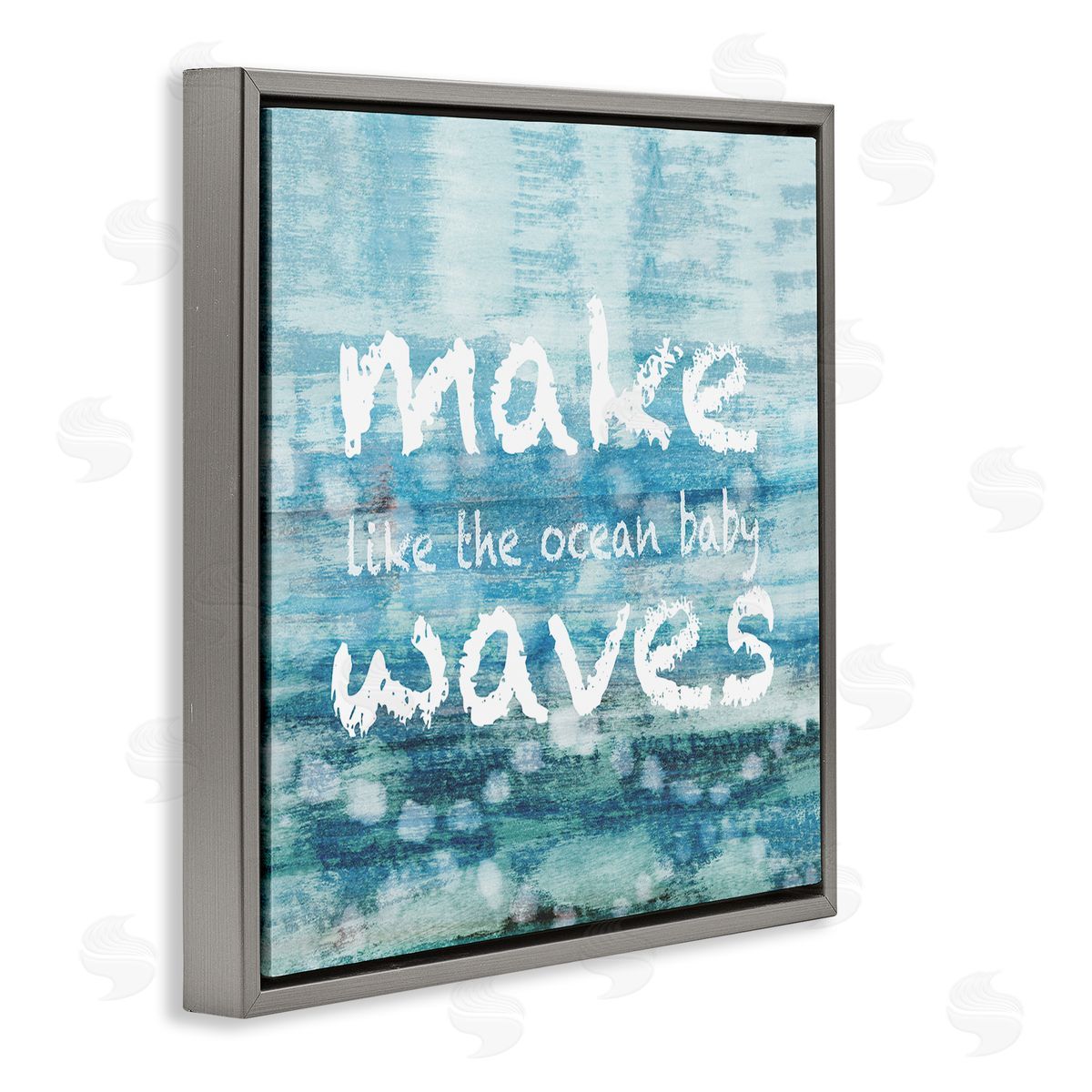 Flora Kouta Make Waves Like The Ocean Baby Abstract Gray Floating Frame Canvas Wall Art Print