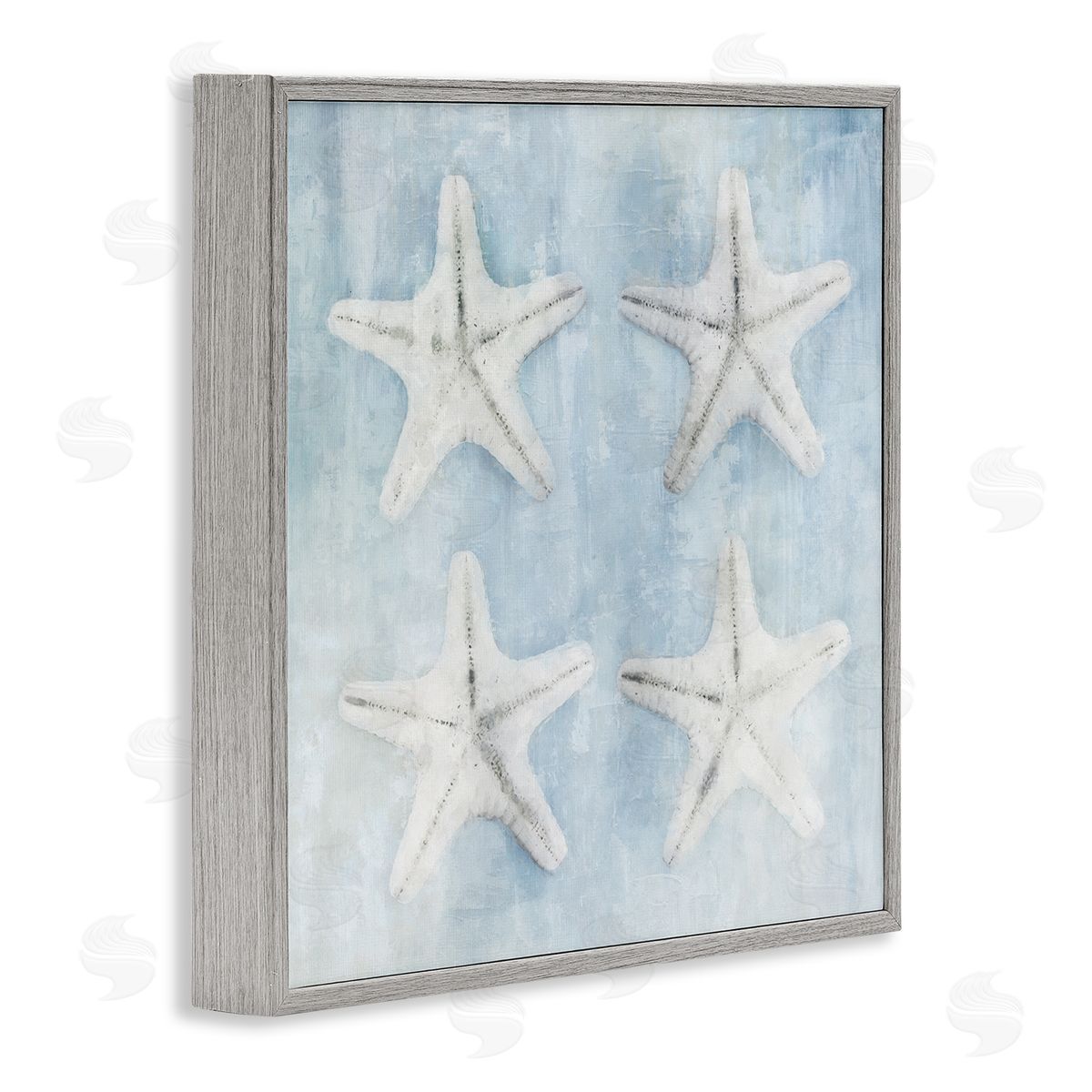 Nina Blue Aquatic Starfish Soft Blue Coastal Gray Framed Glicee Wall Art Print