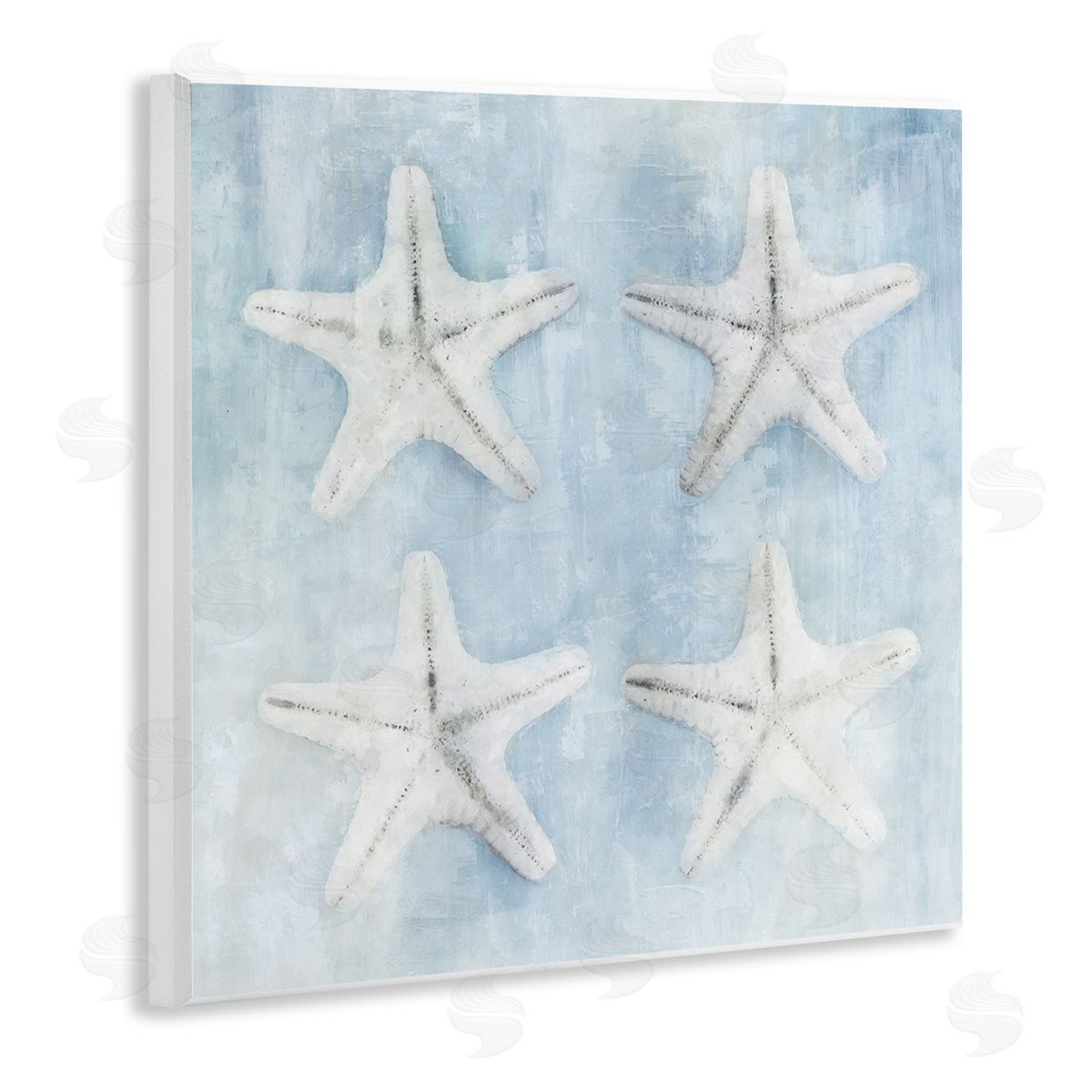 Nina Blue Aquatic Starfish Soft Blue Coastal Wooden Wall Plaque Art Print