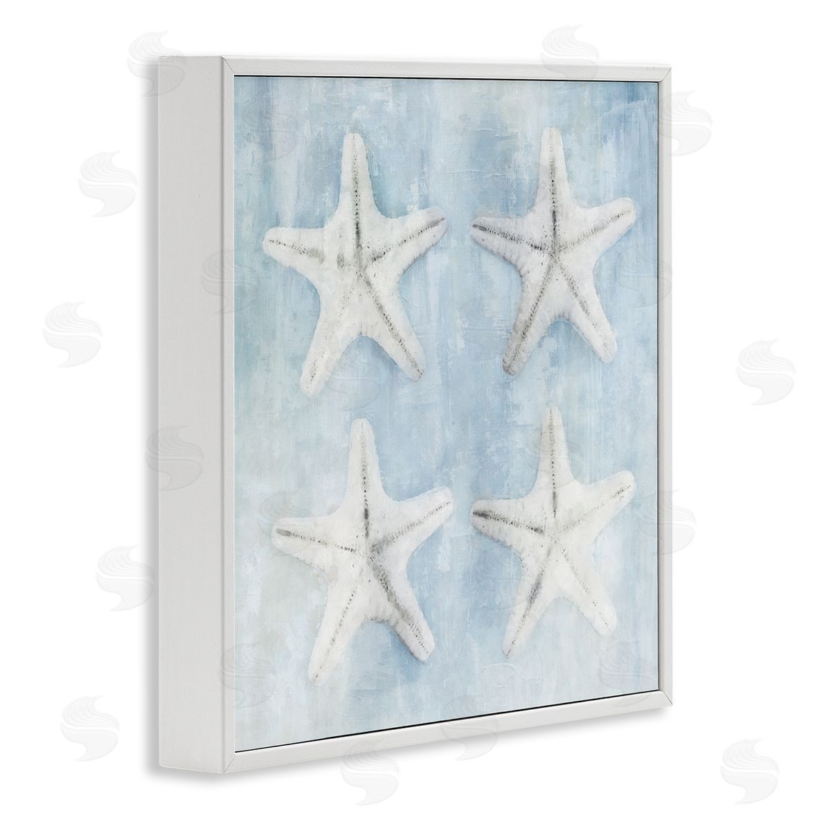 Nina Blue Aquatic Starfish Soft Blue Coastal White Framed Glicee Wall Art Print