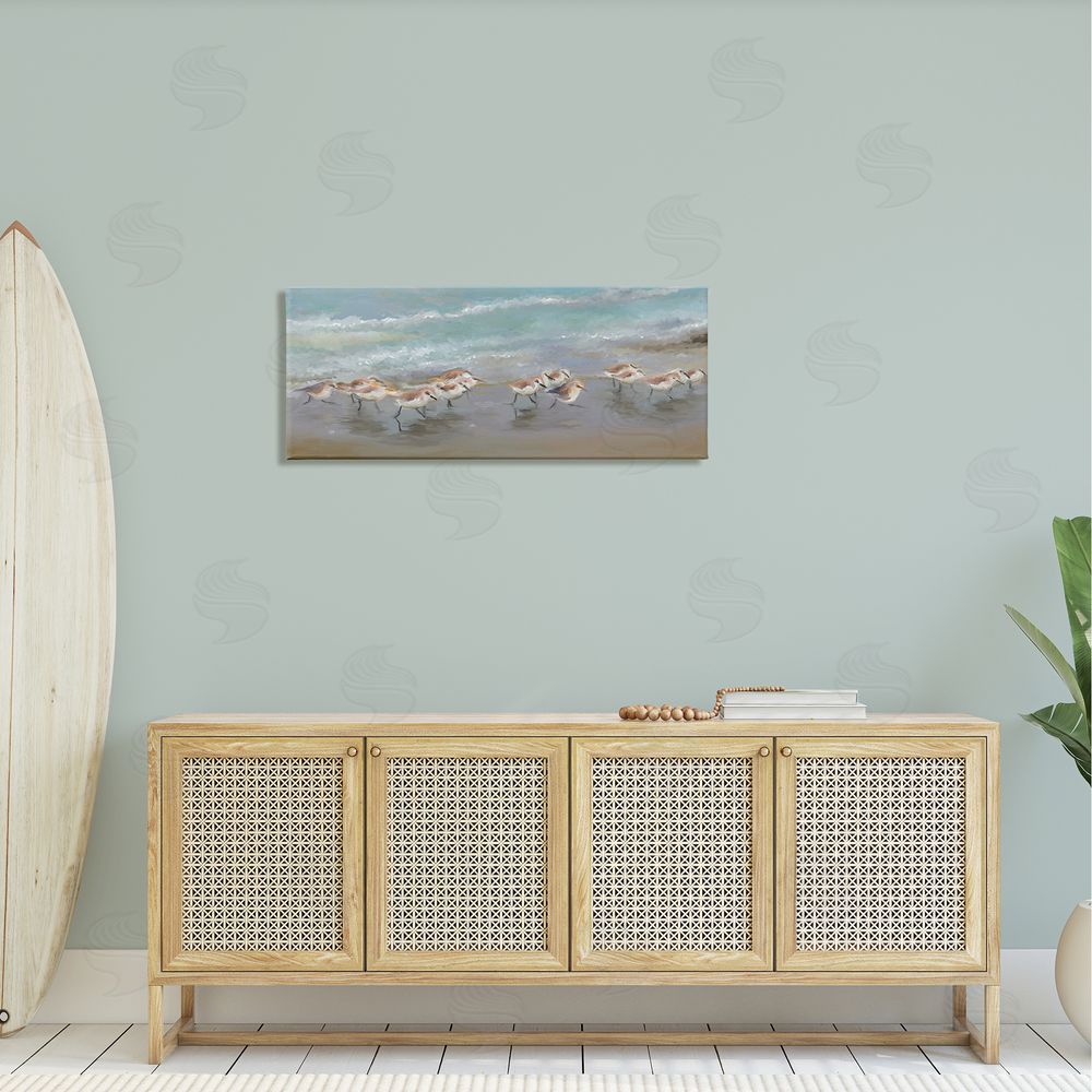 Rick Novak Sandpiper Flock Shoreline Splashing