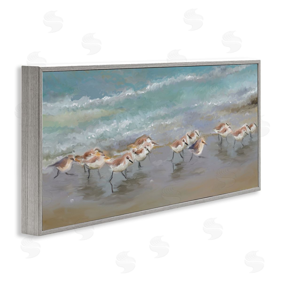 Rick Novak Sandpiper Flock Shoreline Splashing