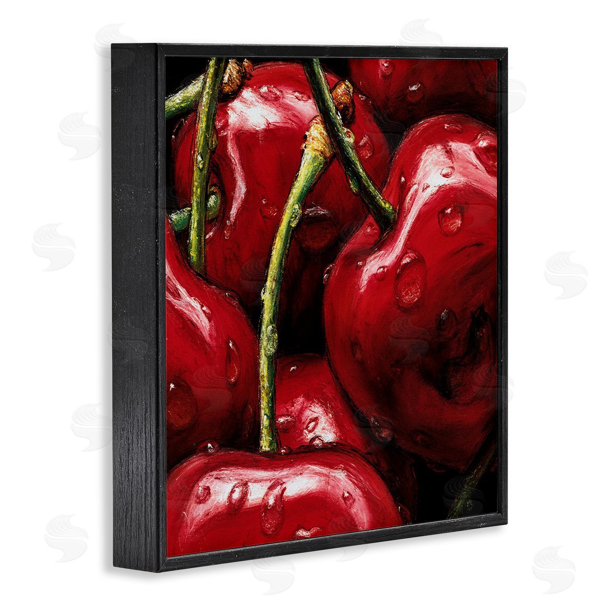 Alma'Ch Juicy Red Cherries Close Up Black Framed Glicee Wall Art Print