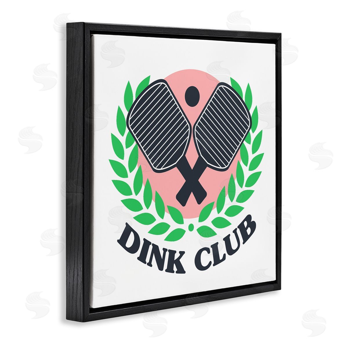 Stupell Studio Dink Club Table Tennis Laurel Black Floating Frame Canvas Wall Art Print